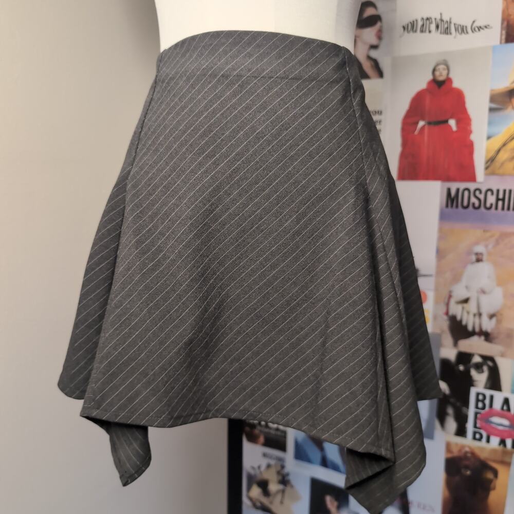 Pinstripe Grey Academia Mini Skirt